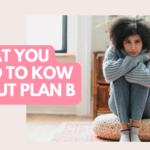 Young woman holding a pregnancy test, considering Plan B in Detroit. What you need to know before deciding whether or not to take Plan B. Information by Problem Pregnancy Center.