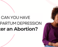 Concerned woman holding a tablet, appearing deep in thought. Text on image asks, 'Can You Have Postpartum Depression After an Abortion?' Discussing emotional effects of abortion in Southfield and Detroit, and available free pregnancy tests and ultrasounds.